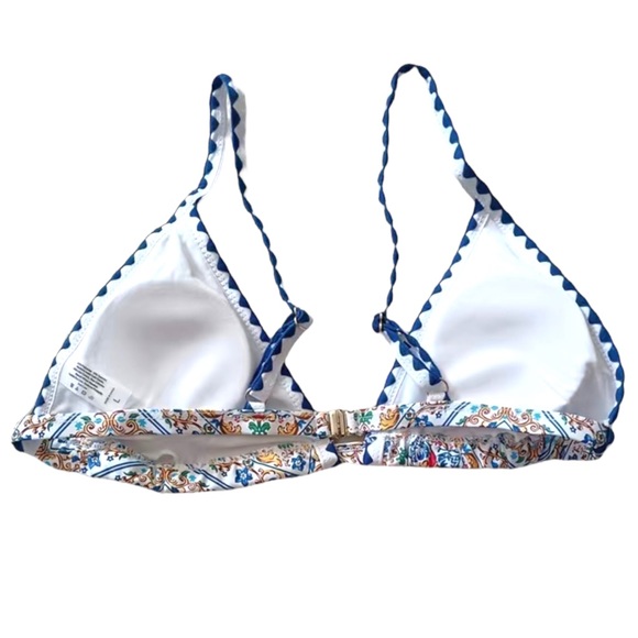 NWT Bikinx Blue White Paisley Print Crochet Trim Bikini Top - Picture 10 of 10